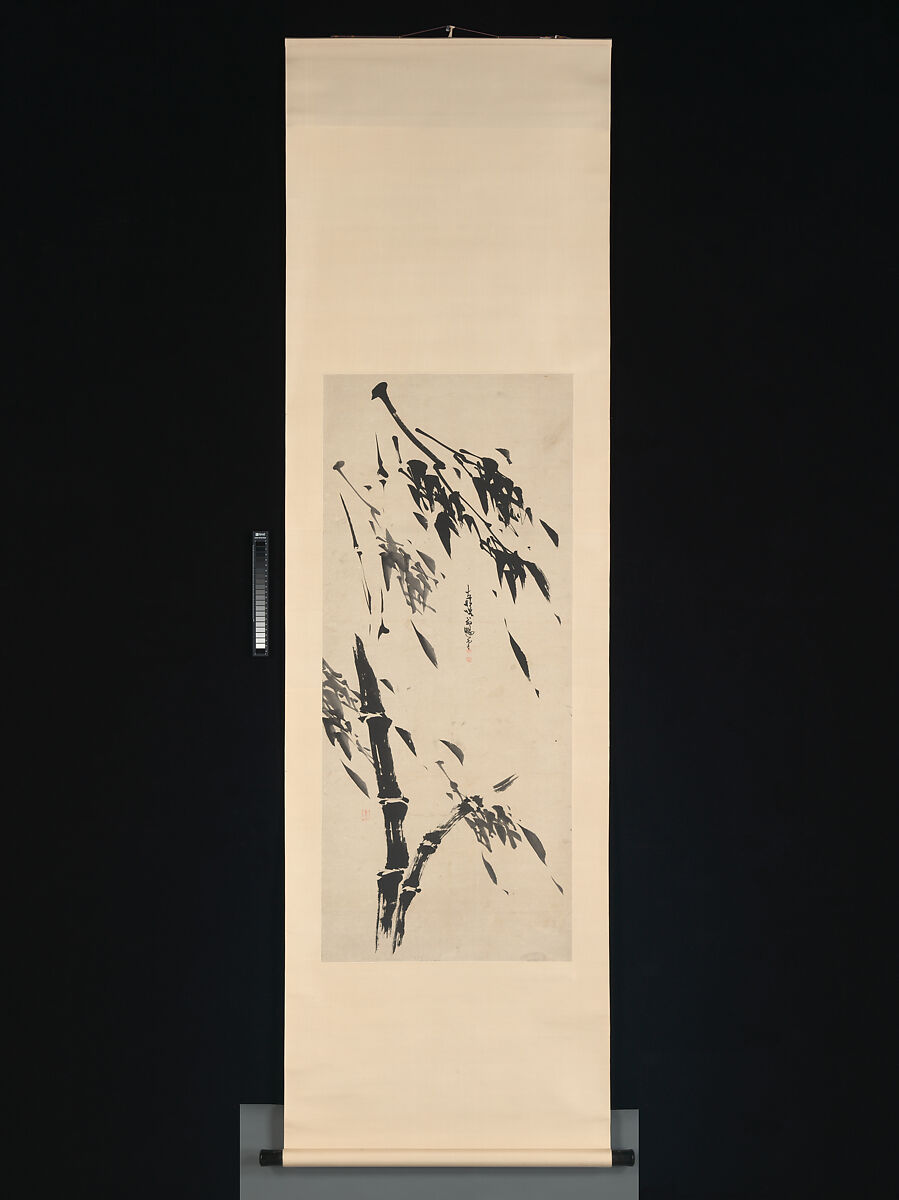 Bamboo in the Wind, Dapeng Zhengkun (Taihō Shōkon) (Chinese, 1691–1774), Hanging scroll; ink on paper, Japan