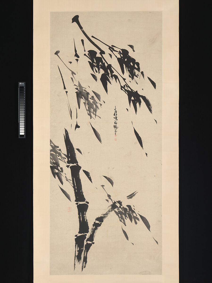 Bamboo in the Wind, Taihō Shōkon (1691–1774), Hanging scroll; ink on paper, Japan 