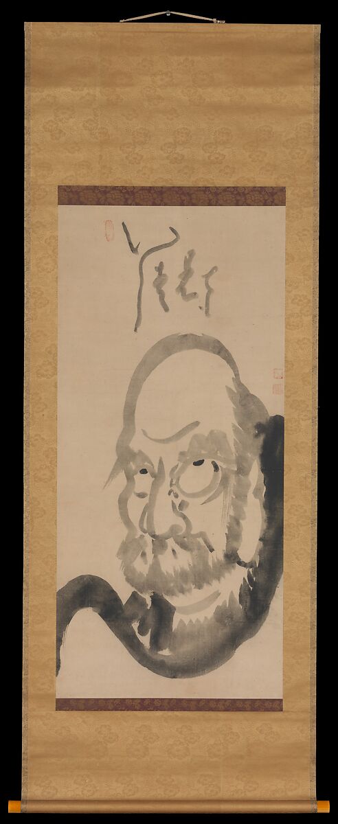 Portrait of Bodhidharma, Hakuin Ekaku (Japanese, 1686–1769), Hanging scroll; ink on paper, Japan