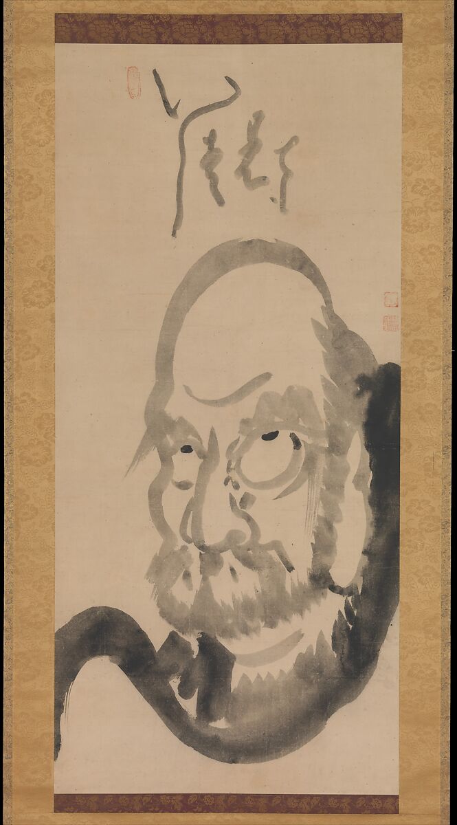 Portrait of Bodhidharma, Hakuin Ekaku 白隠慧鶴  Japanese, Hanging scroll; ink on paper, Japan