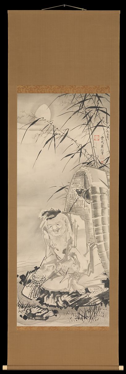 Tōkaibō with a Fishing Basket, Soga Shōhaku (Japanese, 1730–1781), Hanging scroll; ink on paper, Japan