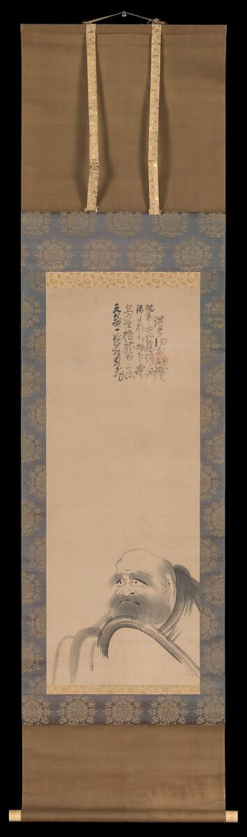 Portrait of Daruma, Fūgai Ekun (Japanese, 1568–1654), Hanging scroll; ink on paper, Japan