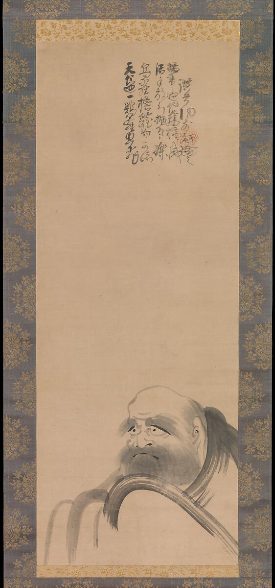 Portrait of Daruma, Fūgai Ekun (Japanese, 1568–1654), Hanging scroll; ink on paper, Japan 