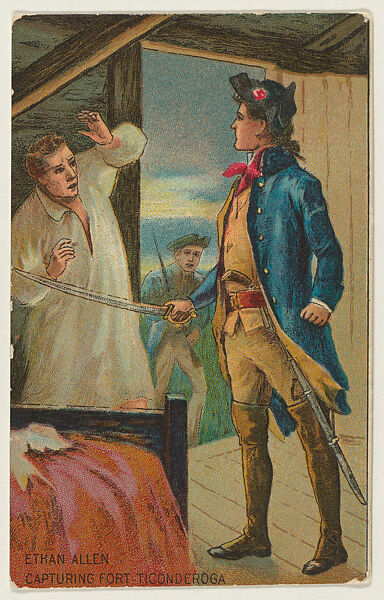 Ethan Allen Capturing Fort Ticonderoga, from the "Historical Events" series (T70), issued with Buffo Grande Little Cigars, Commercial color lithograph 