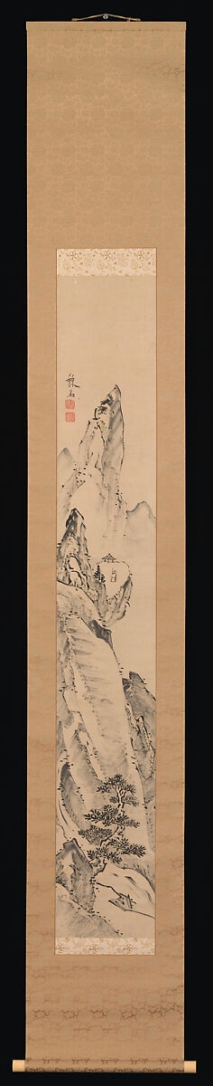 Landscape and Couplet of Chinese Verse, Ike no Taiga (Japanese, 1723–1776), Pair of hanging scrolls; ink on paper, Japan