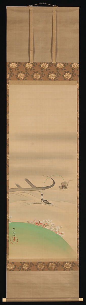 Cormorant Fishing, Sakai Hōitsu (Japanese, 1761–1828), Hanging scroll; ink and color on silk, Japan