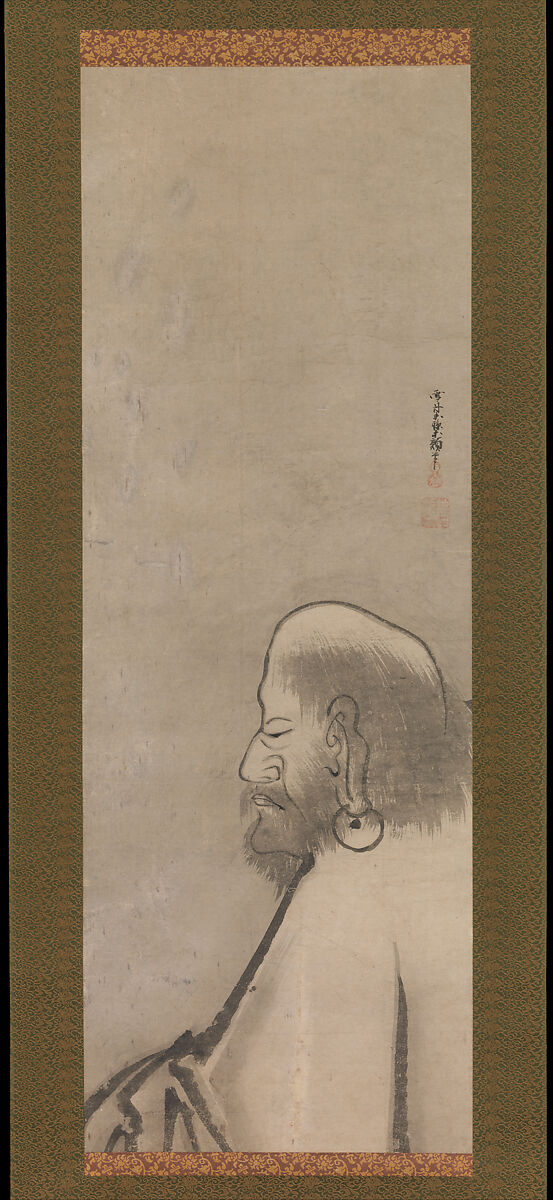 Portrait of Daruma, Unkoku Tōgan (Japanese, 1547–1618), Hanging scroll; ink on paper, Japan 