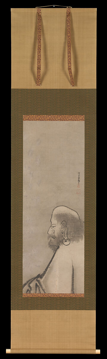 Portrait of Daruma, Unkoku Tōgan (Japanese, 1547–1618), Hanging scroll; ink on paper, Japan