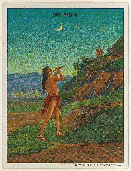 Love Making, from the "Indian Life in the 60's" series (T73), issued with Hassan Cork Tip Cigarettes by the American Tobacco Company, Issued by American Tobacco Company, Commercial color lithograph