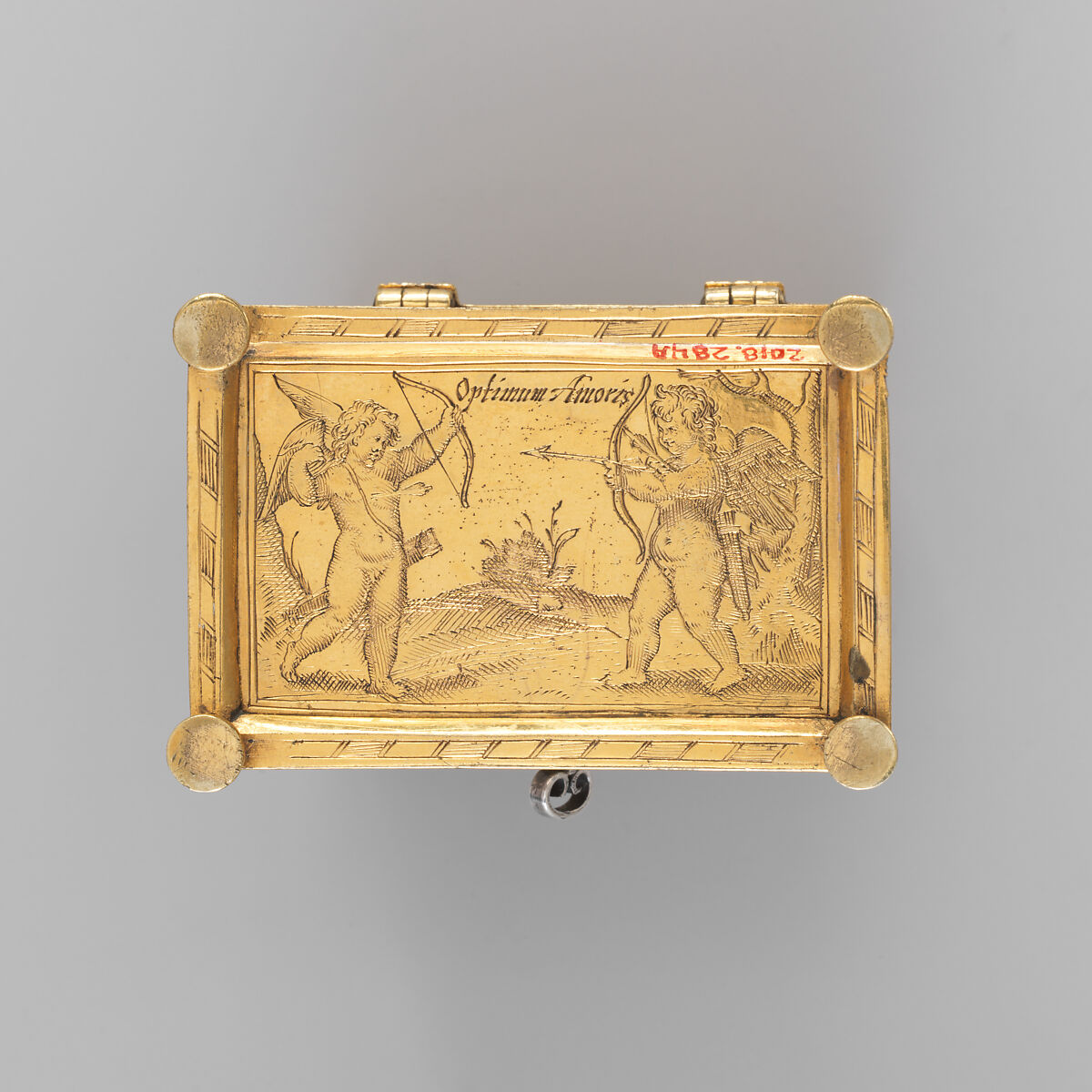 Jewelry box, P. Ben, Silver, engraved; brass, partially gilt, German, probably Nuremberg or Flemish