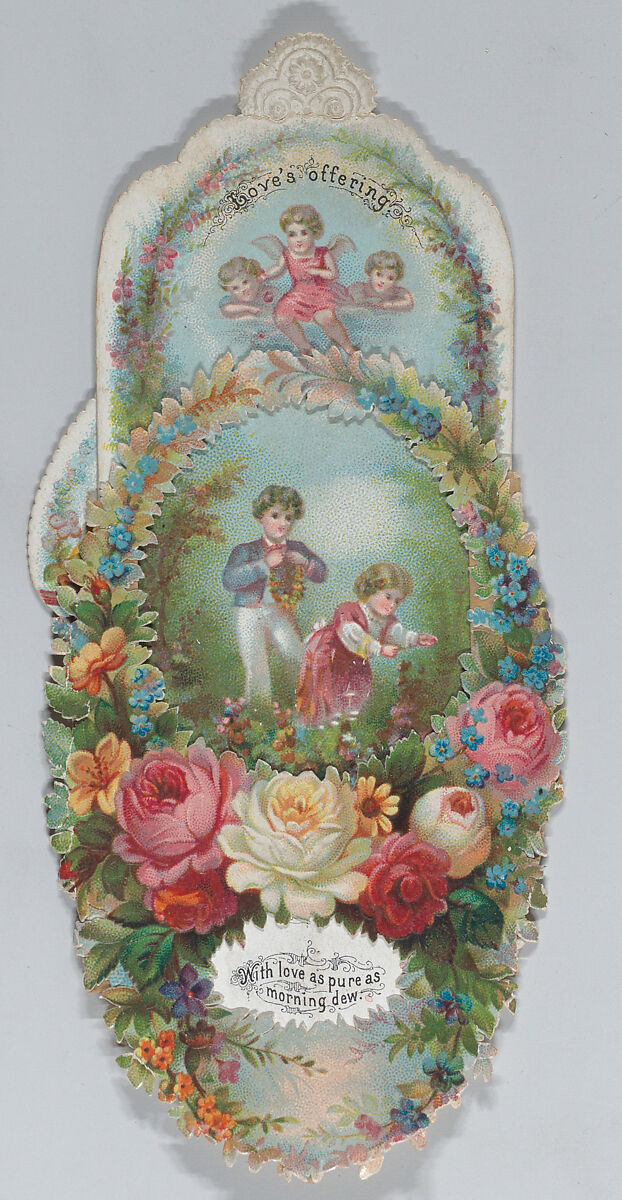 Valentine - Mechanical - romantic symbolism, Anonymous, British, 19th century, Heavy card stock, chromolithography, die-cut scraps  