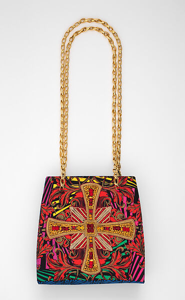 Purse, Gianni Versace (Italian, founded 1978), silk, metal, glass, Italian 