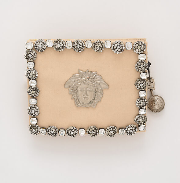 Clutch, Gianni Versace (Italian, founded 1978), silk, metal, glass, Italian 