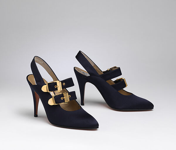 Shoes, Gianni Versace (Italian, founded 1978), silk, leather, metal, Italian 