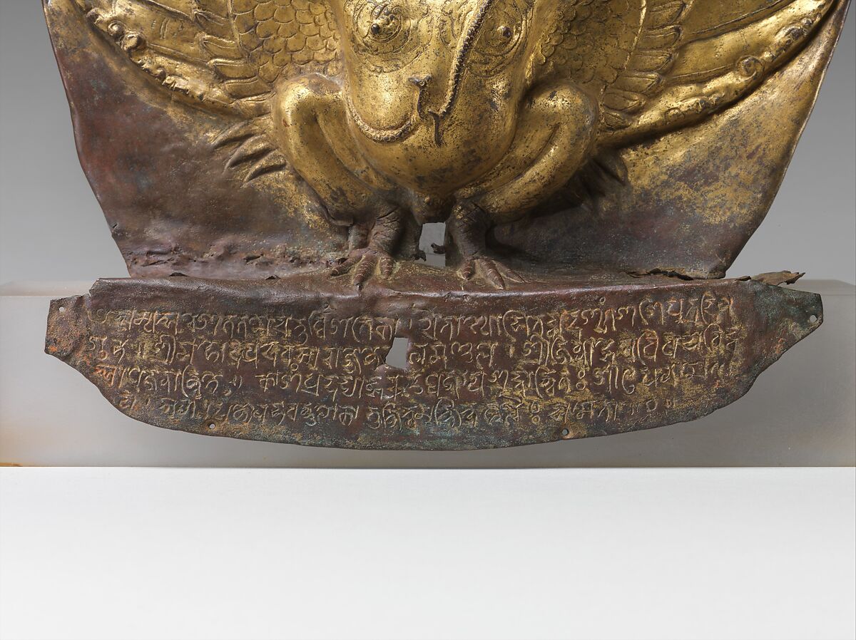 Vishnu Riding on Garuda, Gilt copper repoussé, Nepal