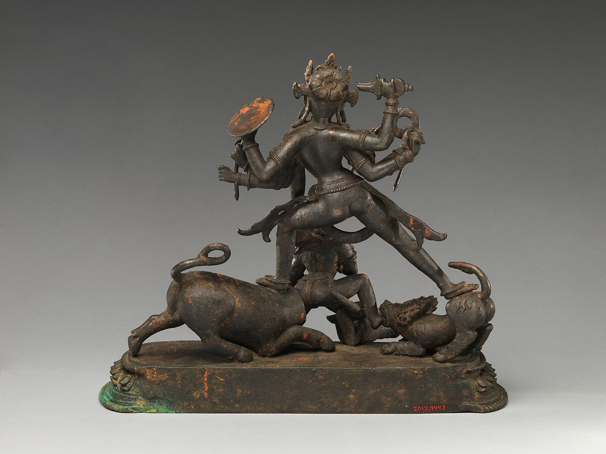 The Goddess Durga Slaying Mahisha, Copper alloy, Nepal