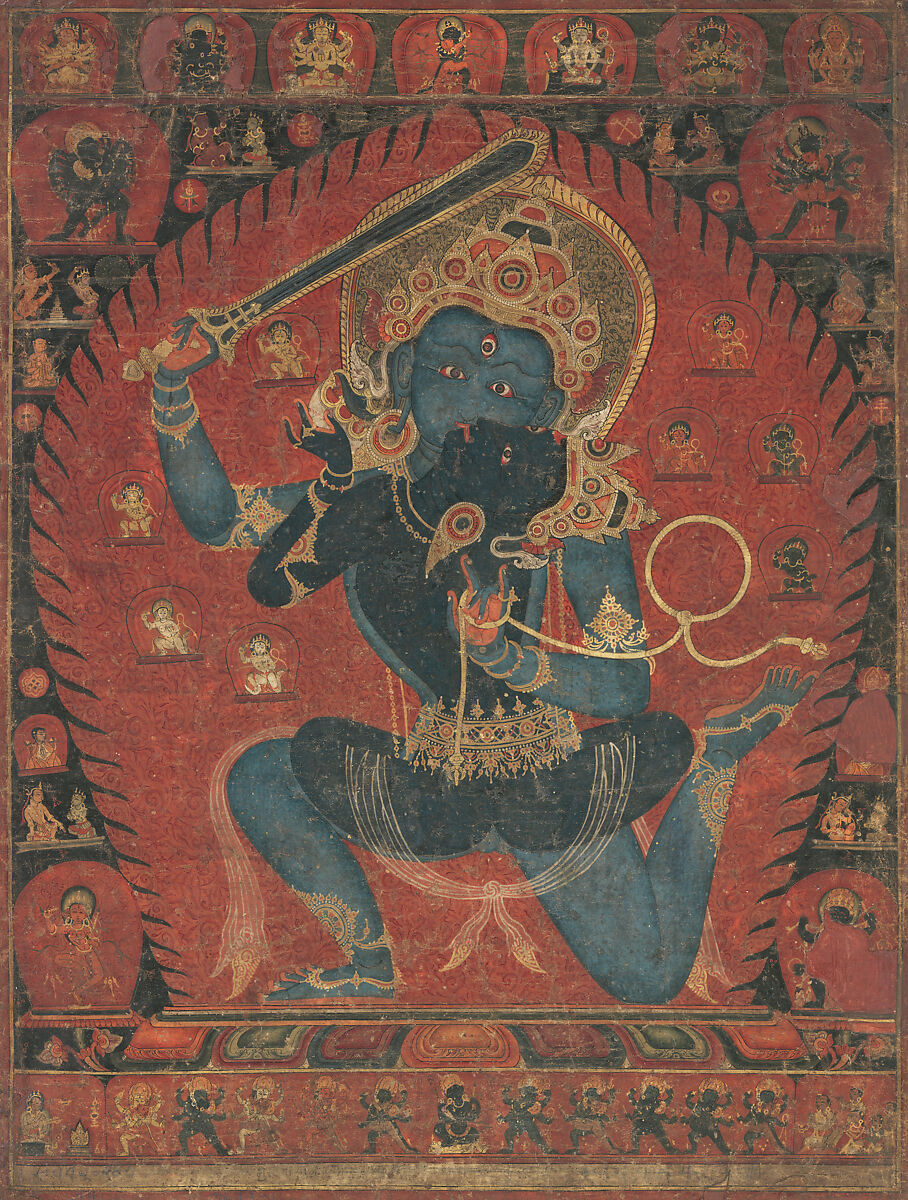 Acala with Consort Vishvavajri, Distemper on cloth, Nepal, Kathmandu Valley 