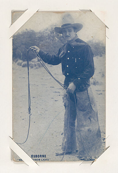 Bud Osborne "Ready to Throw Lasso" from Western Stars or Scenes Exhibit Cards series (W412), Exhibit Supply Company, Commercial color photolithograph 