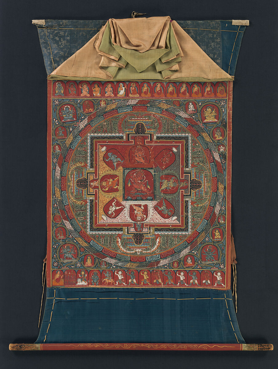 Mandala of Raktayamari, Attributed to Mikyo Dorje, Distemper on cloth, Central Tibet 
