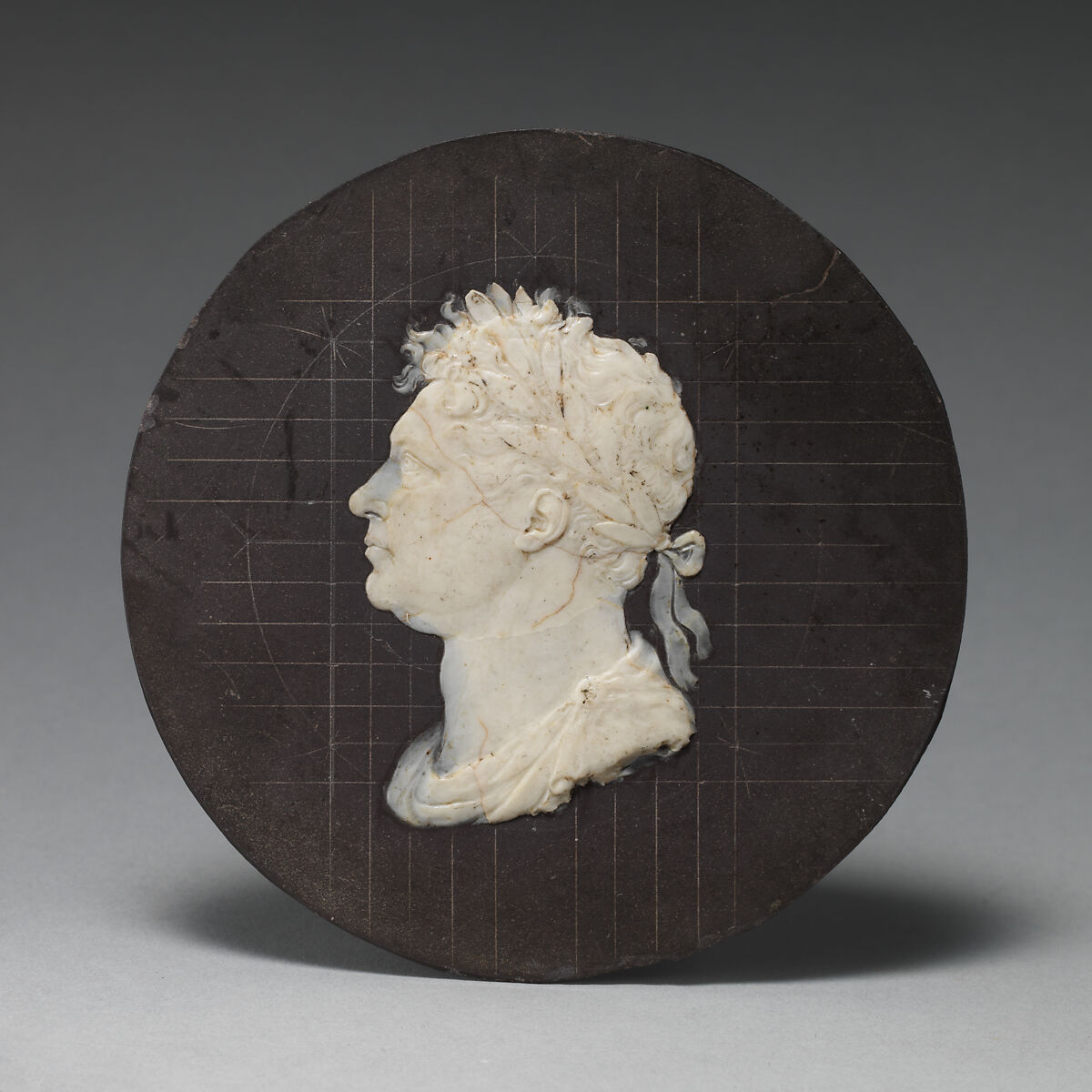 Wax model for a portrait of King George IV (1762–1830), Benedetto Pistrucci (Italian, 1783–1855, active England), Wax on slate, British, London 