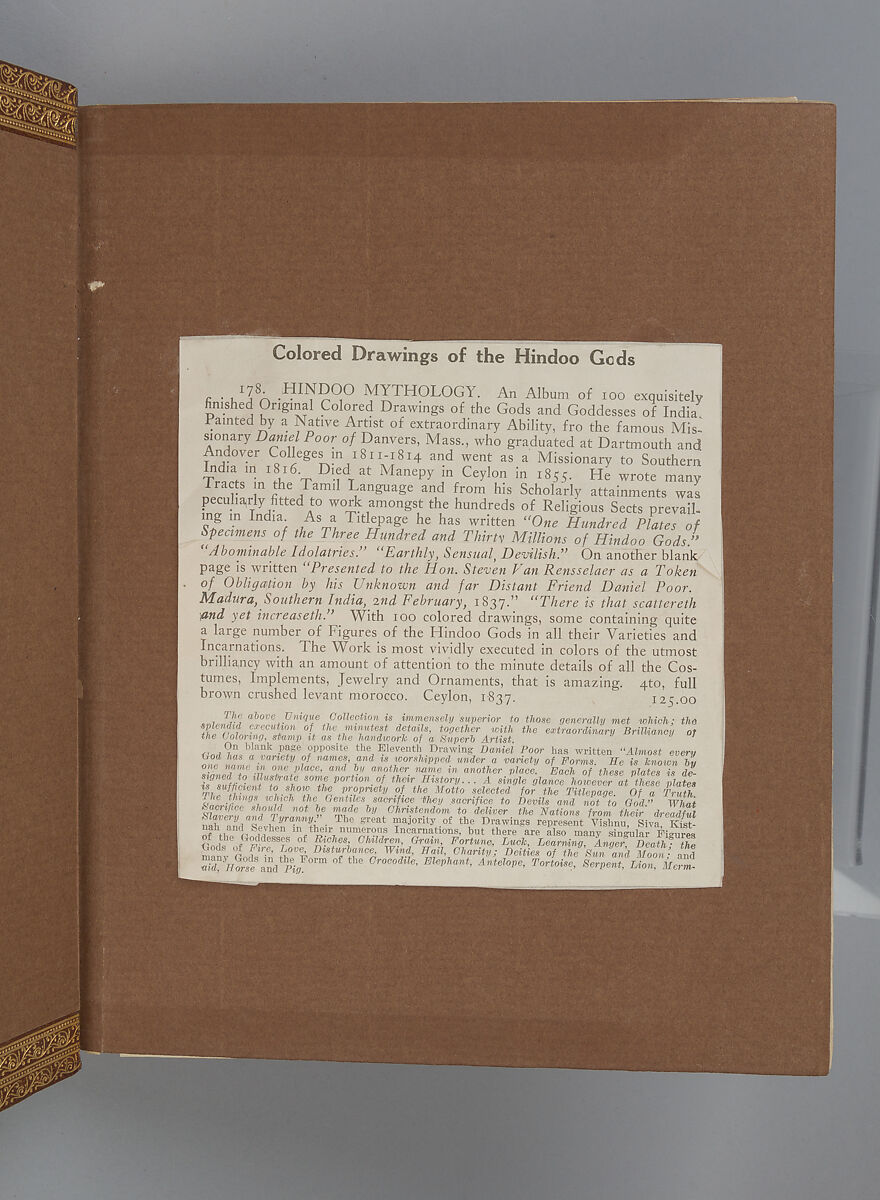 Album depicting one hundred Hindu gods, Unidentified artists (Indian, Madurai, ca. 1830s), Watercolor, ink, and gold on paper, India, Madurai, Tamil Nadu