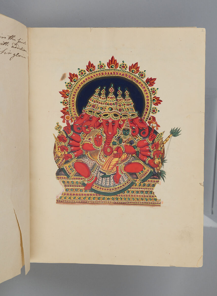 Album depicting one hundred Hindu gods, Unidentified artists (Indian, Madurai, ca. 1830s), Watercolor, ink, and gold on paper, India, Madurai, Tamil Nadu