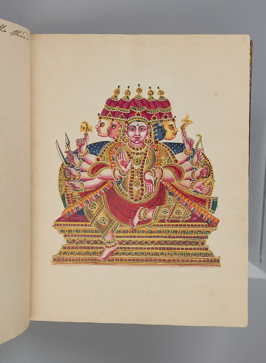 Album depicting one hundred Hindu gods, Unidentified artists (Indian, Madurai, ca. 1830s), Watercolor, ink, and gold on paper, India, Madurai, Tamil Nadu