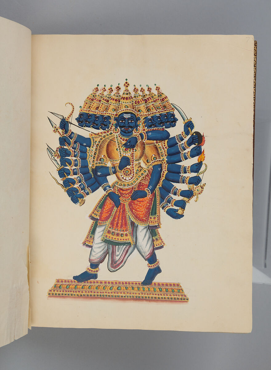 Album depicting one hundred Hindu gods, Unidentified artists (Indian, Madurai, ca. 1830s), Watercolor, ink, and gold on paper, India, Madurai, Tamil Nadu