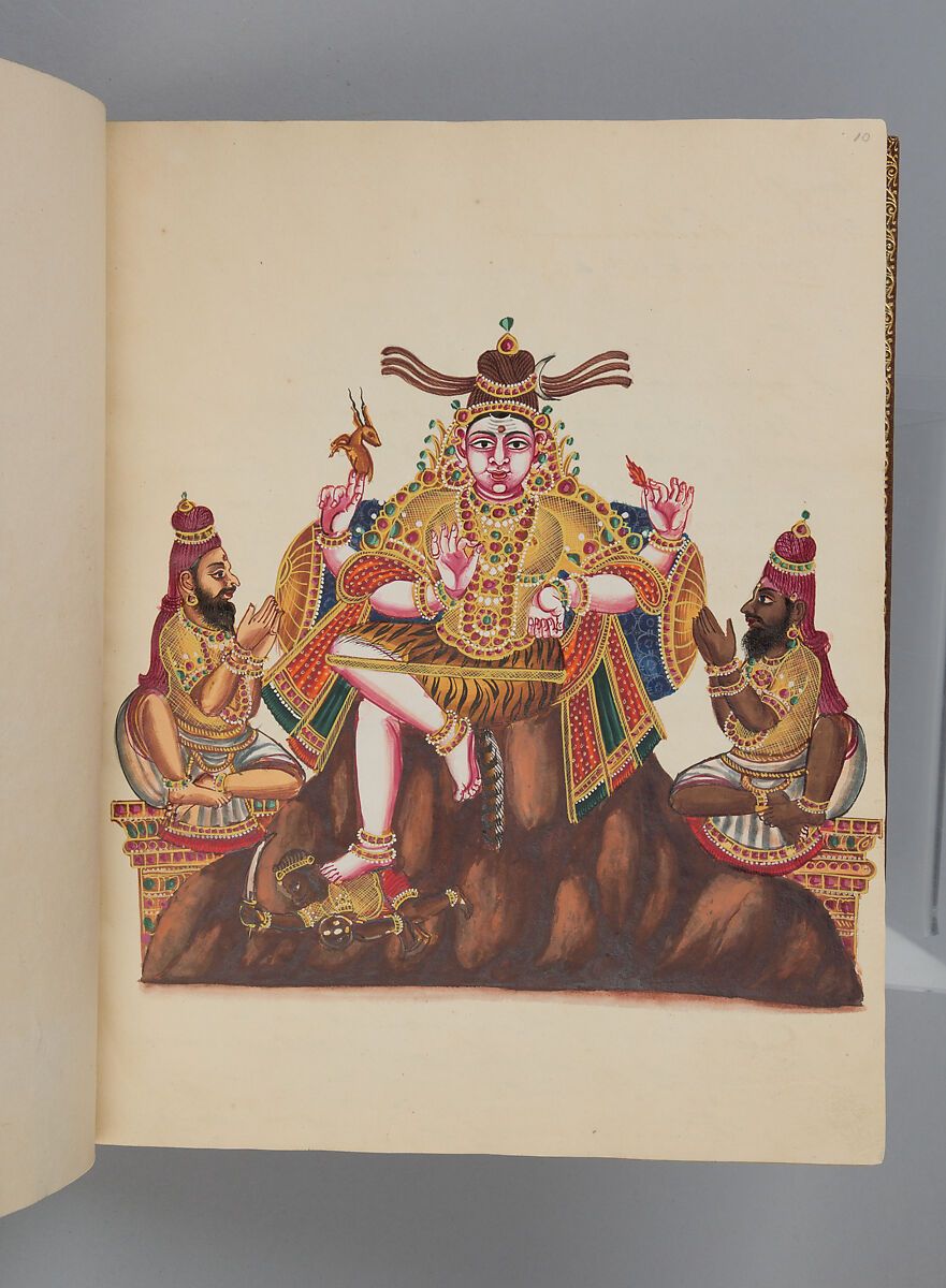 Album depicting one hundred Hindu gods, Unidentified artists (Indian, Madurai, ca. 1830s), Watercolor, ink, and gold on paper, India, Madurai, Tamil Nadu