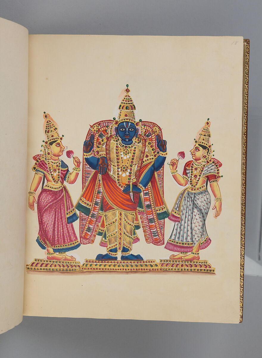 Album depicting one hundred Hindu gods, Unidentified artists (Indian, Madurai, ca. 1830s), Watercolor, ink, and gold on paper, India, Madurai, Tamil Nadu