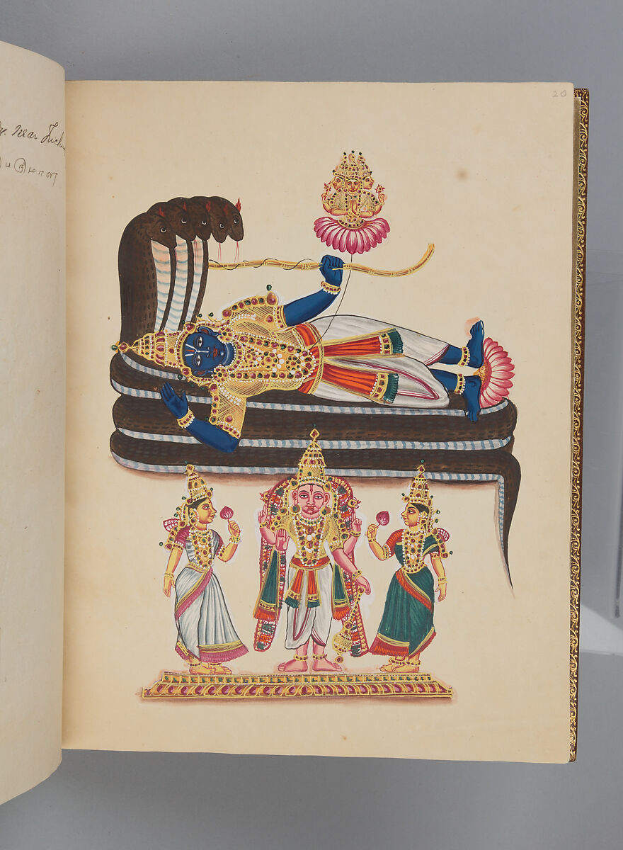 Album depicting one hundred Hindu gods, Unidentified artists (Indian, Madurai, ca. 1830s), Watercolor, ink, and gold on paper, India, Madurai, Tamil Nadu