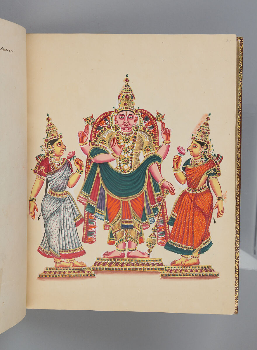 Album depicting one hundred Hindu gods, Unidentified artists (Indian, Madurai, ca. 1830s), Watercolor, ink, and gold on paper, India, Madurai, Tamil Nadu