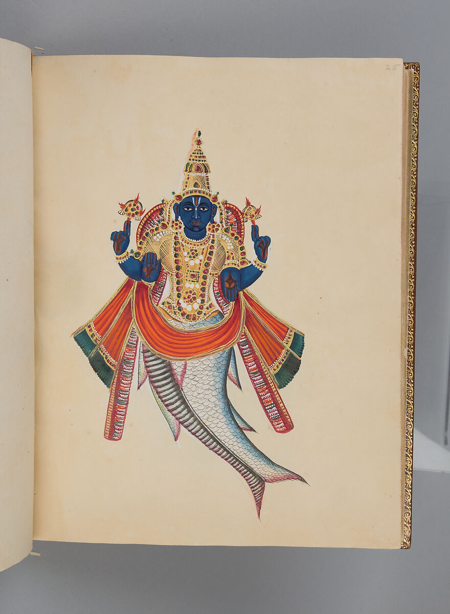 Album depicting one hundred Hindu gods, Unidentified artists (Indian, Madurai, ca. 1830s), Watercolor, ink, and gold on paper, India, Madurai, Tamil Nadu