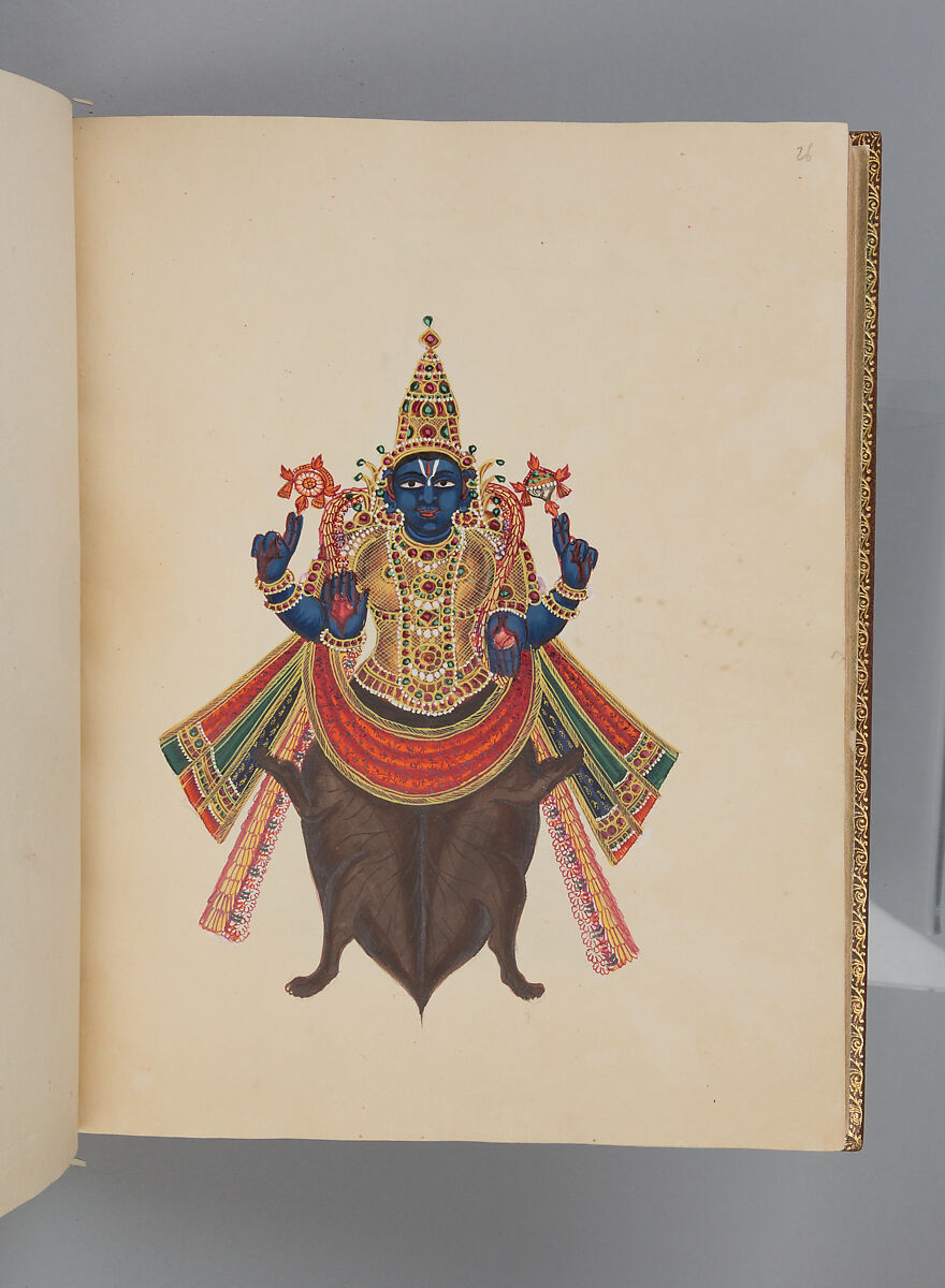 Album depicting one hundred Hindu gods, Unidentified artists (Indian, Madurai, ca. 1830s), Watercolor, ink, and gold on paper, India, Madurai, Tamil Nadu