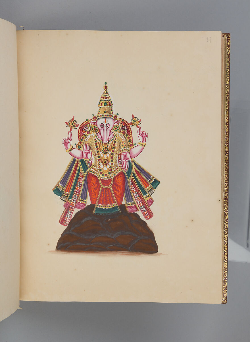 Album depicting one hundred Hindu gods, Unidentified artists (Indian, Madurai, ca. 1830s), Watercolor, ink, and gold on paper, India, Madurai, Tamil Nadu