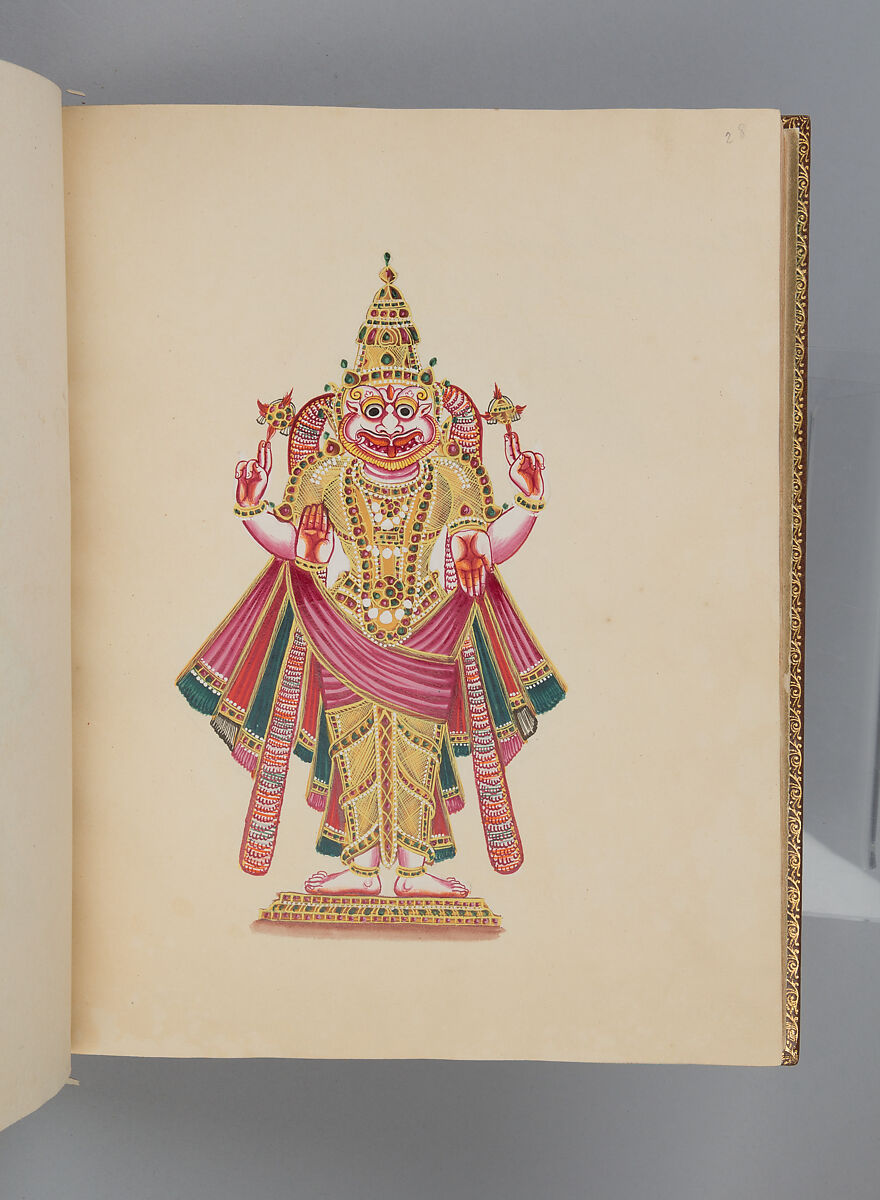 Album depicting one hundred Hindu gods, Unidentified artists (Indian, Madurai, ca. 1830s), Watercolor, ink, and gold on paper, India, Madurai, Tamil Nadu