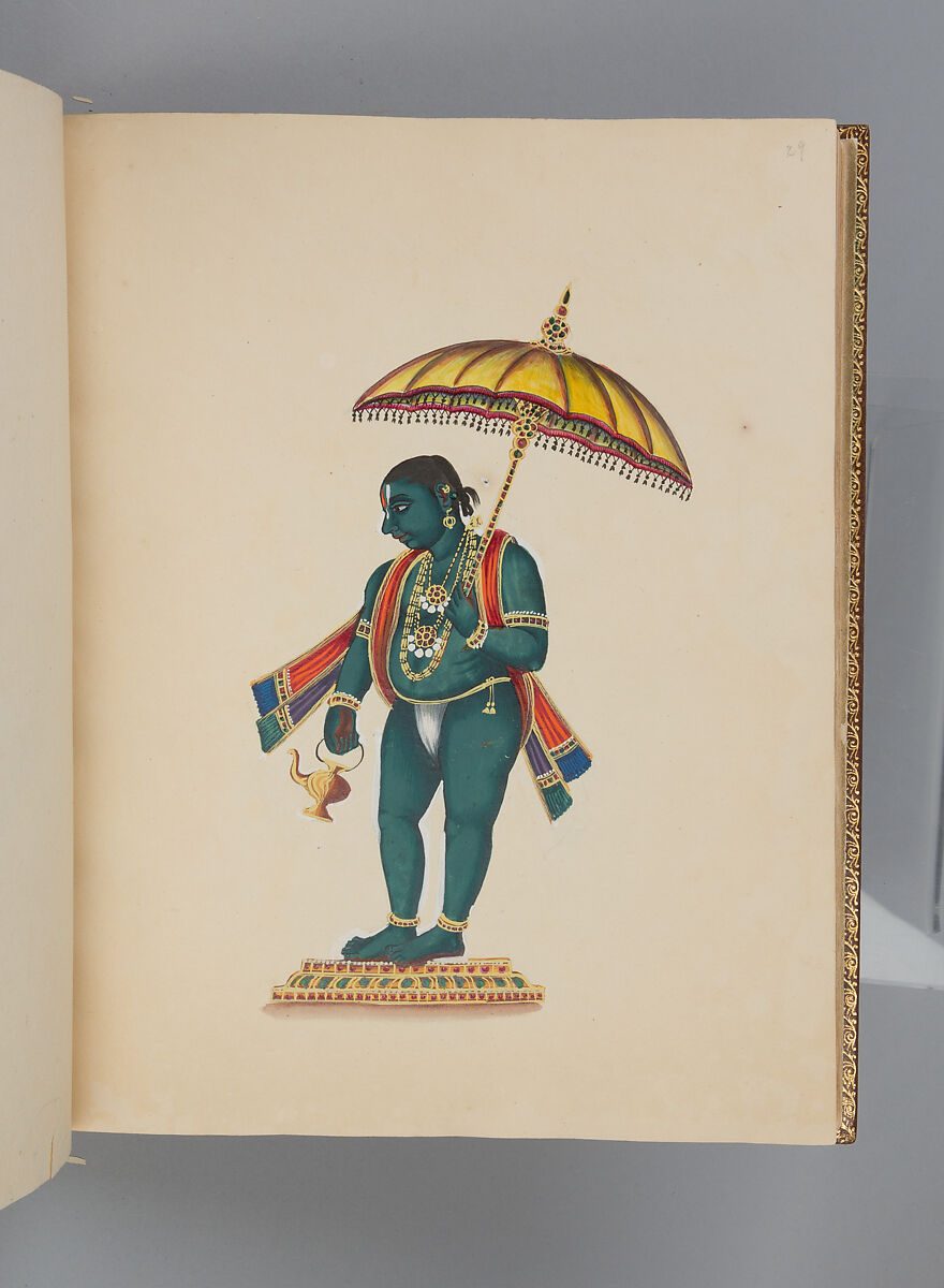Album depicting one hundred Hindu gods, Unidentified artists (Indian, Madurai, ca. 1830s), Watercolor, ink, and gold on paper, India, Madurai, Tamil Nadu