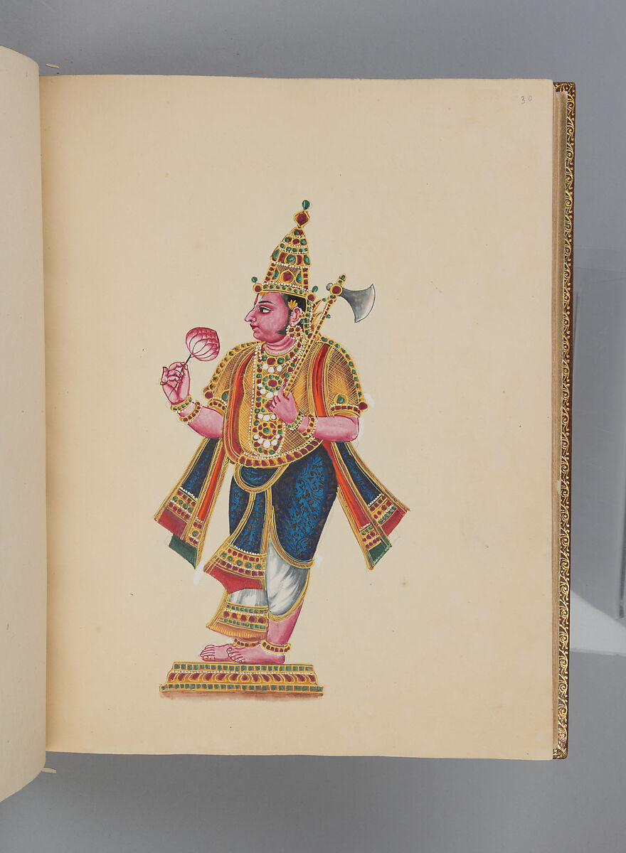 Album depicting one hundred Hindu gods, Unidentified artists (Indian, Madurai, ca. 1830s), Watercolor, ink, and gold on paper, India, Madurai, Tamil Nadu
