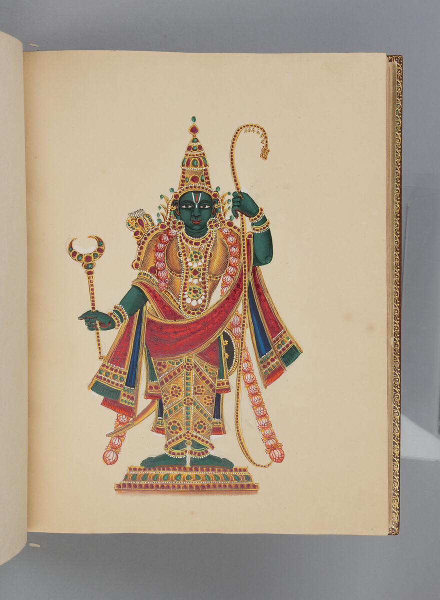 Album depicting one hundred Hindu gods, Unidentified artists (Indian, Madurai, ca. 1830s), Watercolor, ink, and gold on paper, India, Madurai, Tamil Nadu