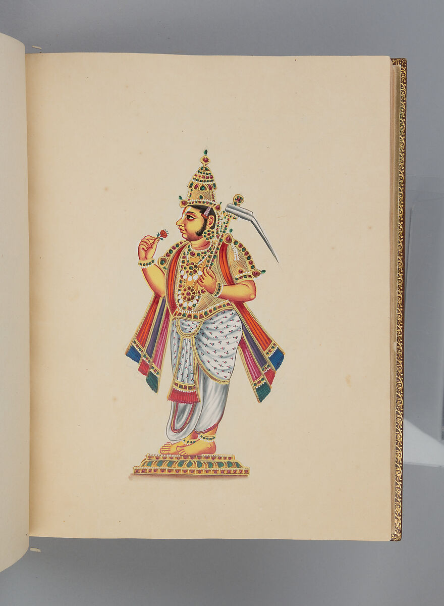 Album depicting one hundred Hindu gods, Unidentified artists (Indian, Madurai, ca. 1830s), Watercolor, ink, and gold on paper, India, Madurai, Tamil Nadu
