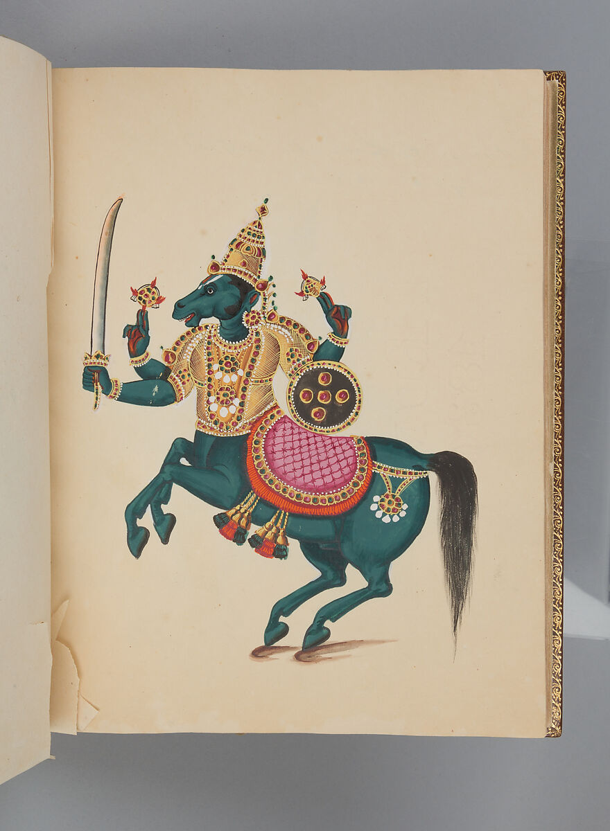 Album depicting one hundred Hindu gods, Unidentified artists (Indian, Madurai, ca. 1830s), Watercolor, ink, and gold on paper, India, Madurai, Tamil Nadu