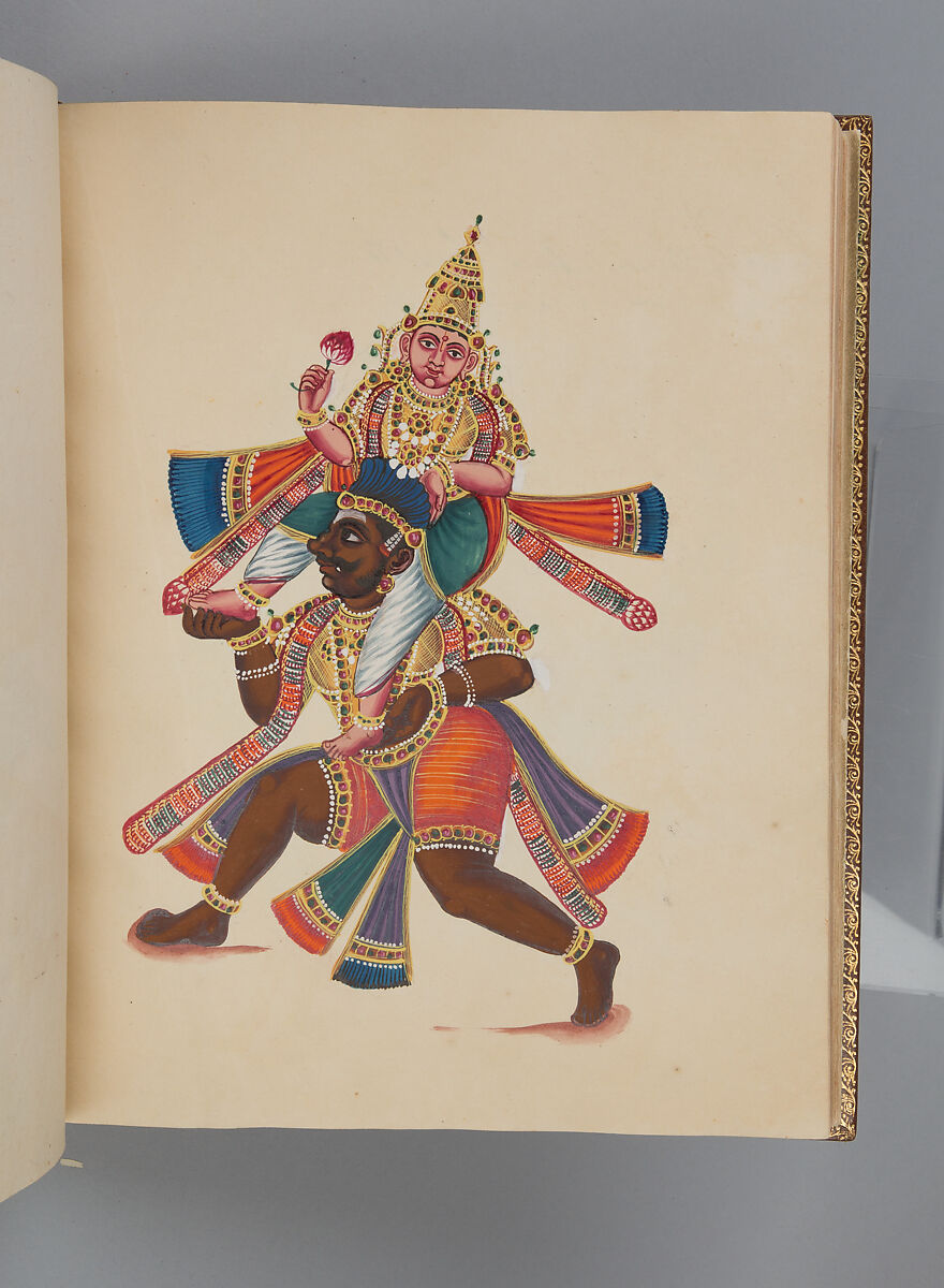 Album depicting one hundred Hindu gods, Unidentified artists (Indian, Madurai, ca. 1830s), Watercolor, ink, and gold on paper, India, Madurai, Tamil Nadu