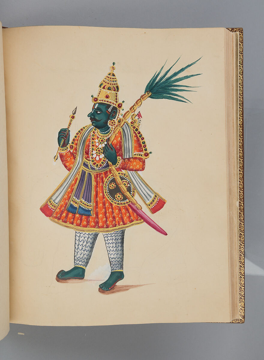 Album depicting one hundred Hindu gods, Unidentified artists (Indian, Madurai, ca. 1830s), Watercolor, ink, and gold on paper, India, Madurai, Tamil Nadu