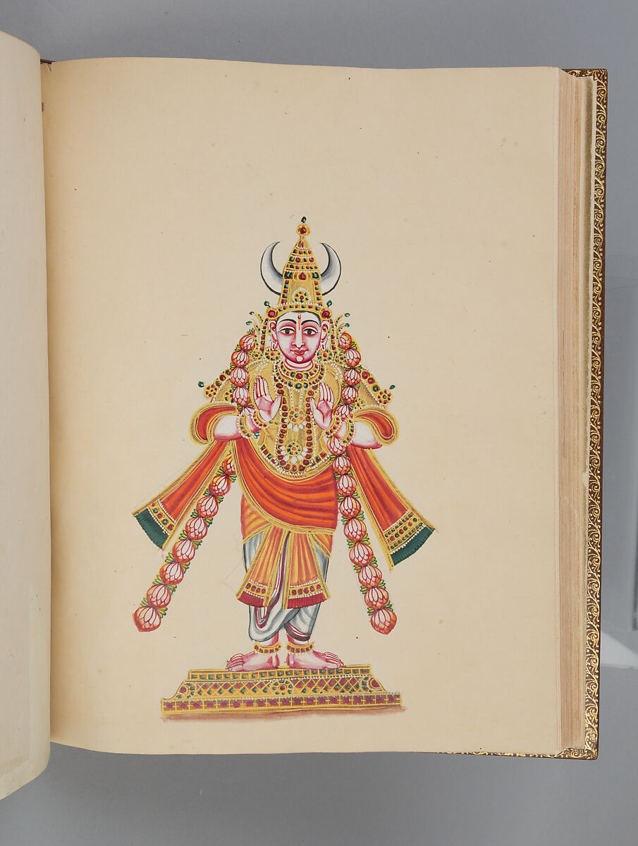 Album depicting one hundred Hindu gods, Unidentified artists (Indian, Madurai, ca. 1830s), Watercolor, ink, and gold on paper, India, Madurai, Tamil Nadu