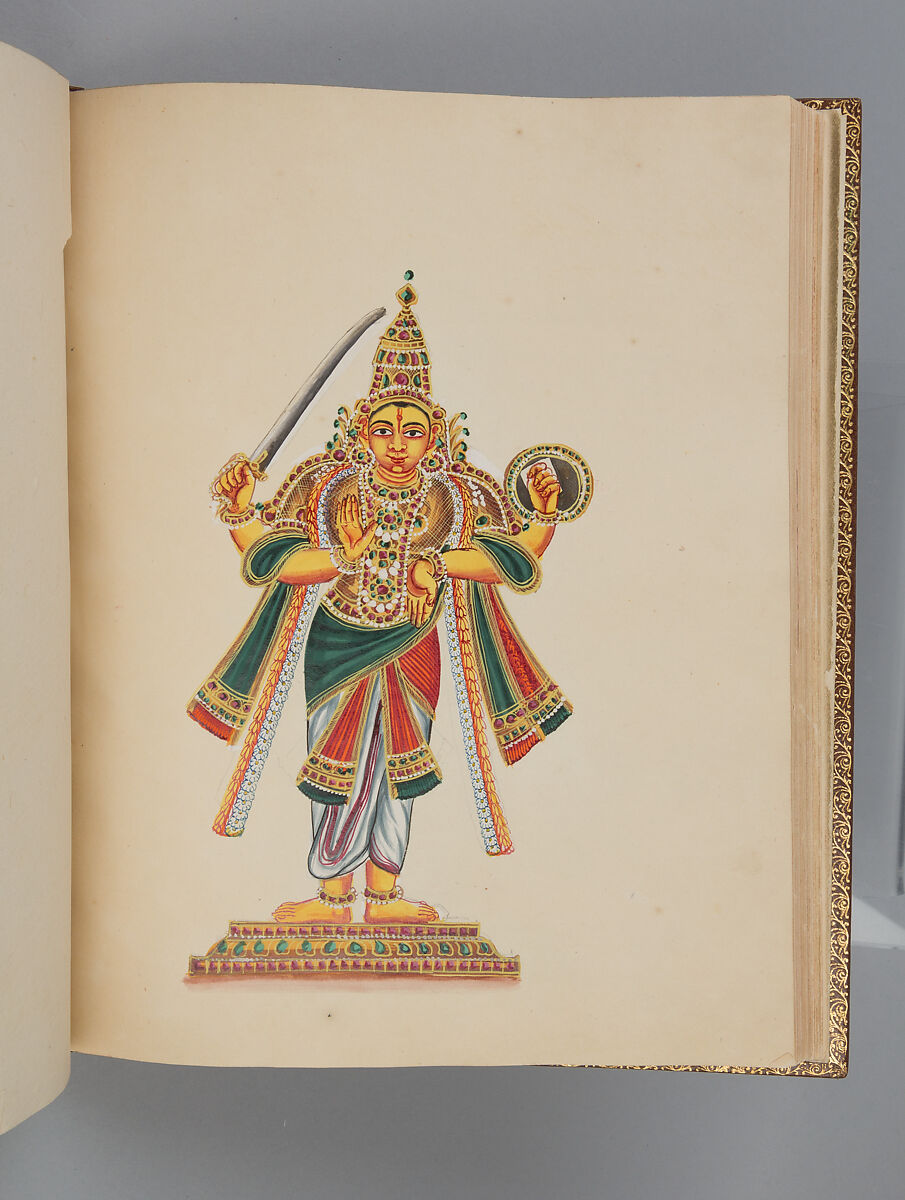Album depicting one hundred Hindu gods, Unidentified artists (Indian, Madurai, ca. 1830s), Watercolor, ink, and gold on paper, India, Madurai, Tamil Nadu