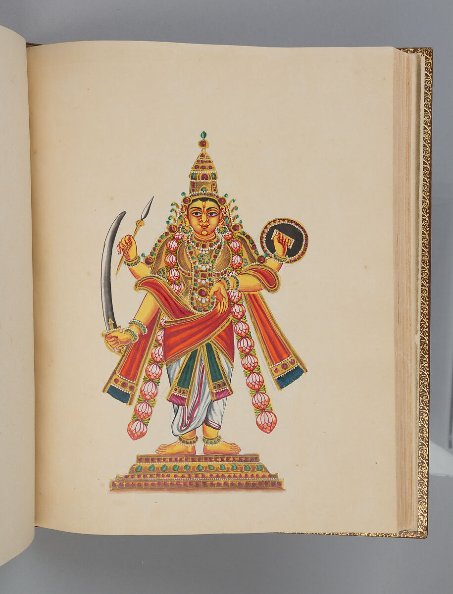 Album depicting one hundred Hindu gods, Unidentified artists (Indian, Madurai, ca. 1830s), Watercolor, ink, and gold on paper, India, Madurai, Tamil Nadu