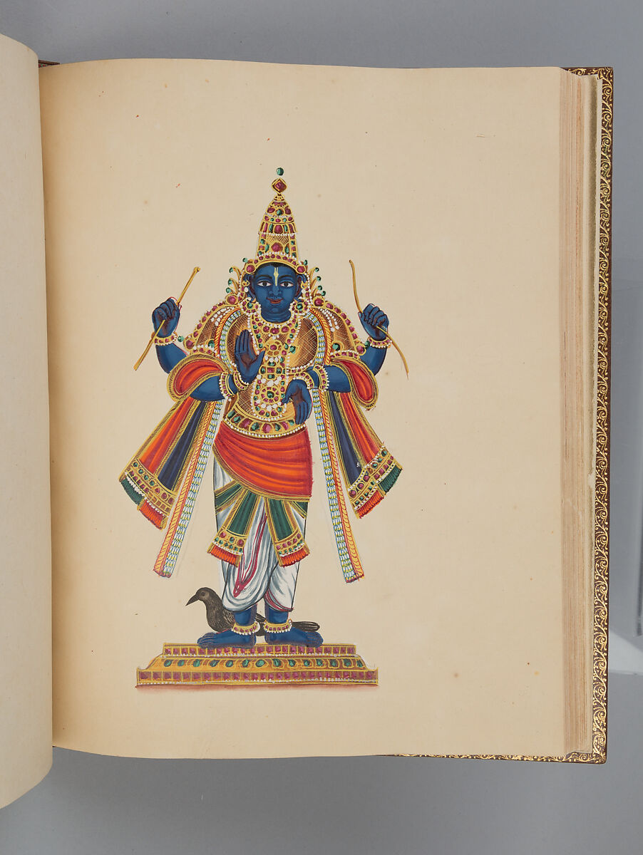 Album depicting one hundred Hindu gods, Unidentified artists (Indian, Madurai, ca. 1830s), Watercolor, ink, and gold on paper, India, Madurai, Tamil Nadu