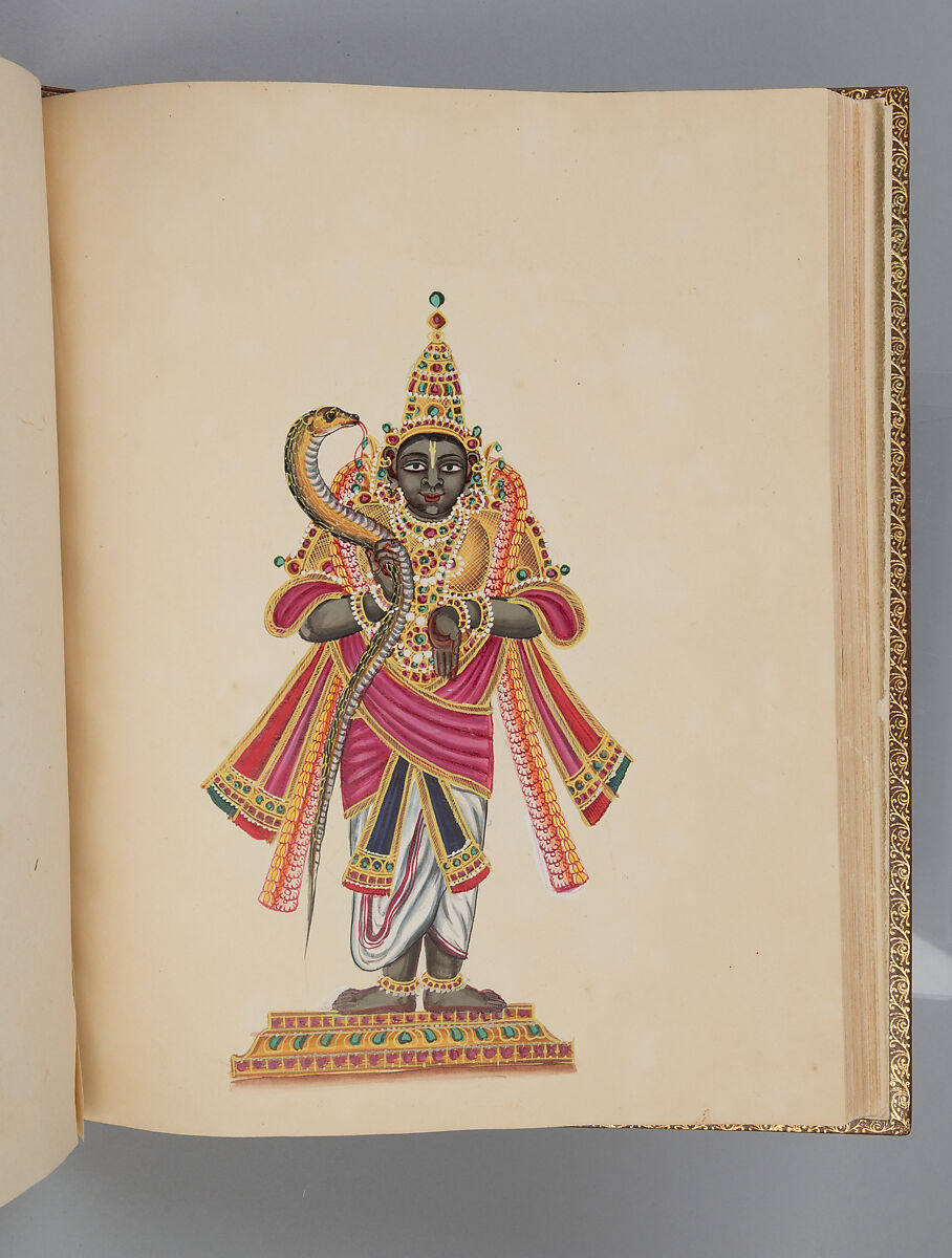 Album depicting one hundred Hindu gods, Unidentified artists (Indian, Madurai, ca. 1830s), Watercolor, ink, and gold on paper, India, Madurai, Tamil Nadu