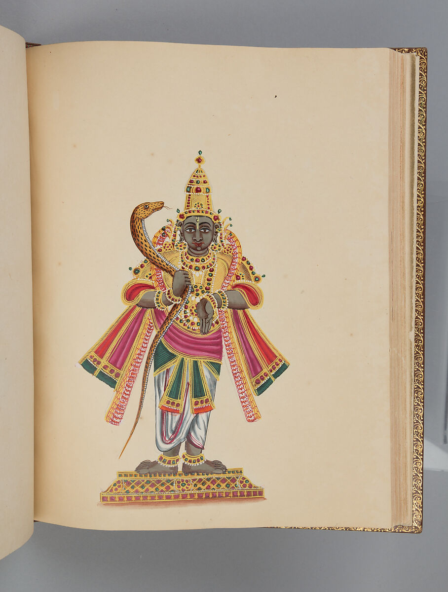 Album depicting one hundred Hindu gods, Unidentified artists (Indian, Madurai, ca. 1830s), Watercolor, ink, and gold on paper, India, Madurai, Tamil Nadu