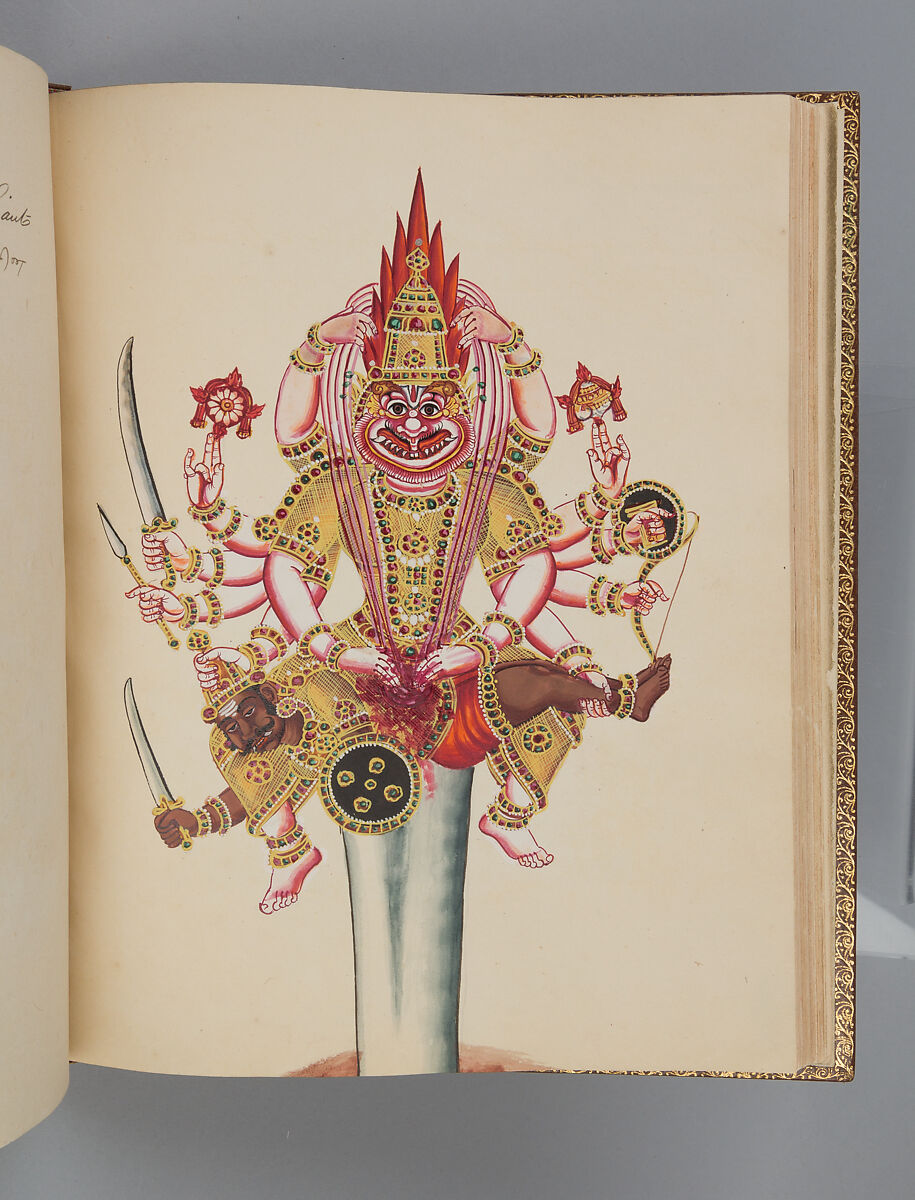 Album depicting one hundred Hindu gods, Unidentified artists (Indian, Madurai, ca. 1830s), Watercolor, ink, and gold on paper, India, Madurai, Tamil Nadu